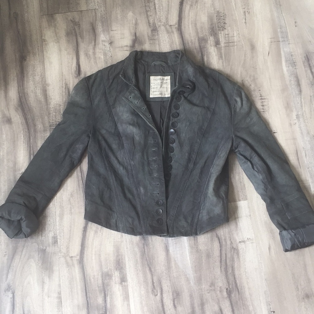 ALLSAINTS grey leather jacket